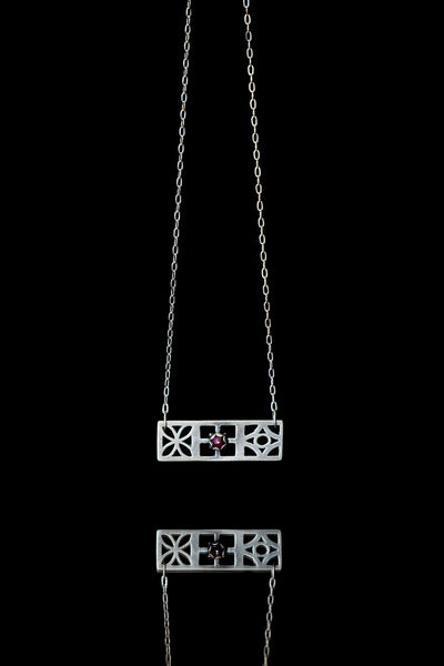 Trio Ruby Block Necklace